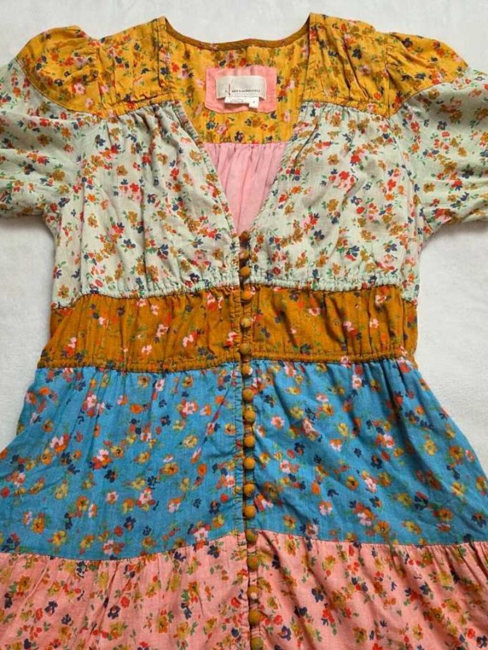 S By Anthropologie Tiered & True floral maxi prairie dress #4 - Picture 4 of 11